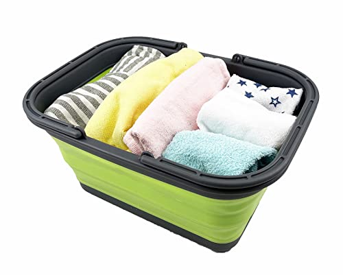 SAMMART SAMMART 12L (3.17Gallon) Collapsible Tub with Handle - Portable Outdoor Picnic Basket/Crater - Foldable Shopping Bag - Space Saving Storage Container