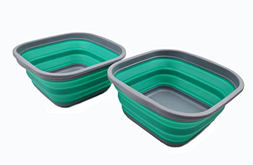 SAMMART 5.5L (1.4 gallons) Collapsible Plastic Washing Tub - Portable Washing Basin - Foldable Tub - Easy Storage Space Saving Kitchen Washtub