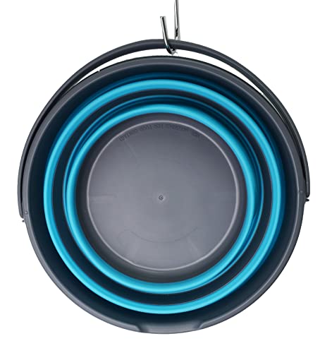 SAMMART 10L (2.6 Gallon) Collapsible Plastic Bucket - Foldable Round Tub - Portable Fishing Water Pail - Space Saving Outdoor Waterpot, Size 33cm Dia (Grey)