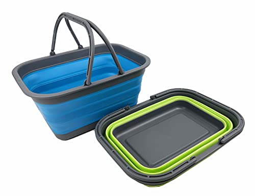 SAMMART SAMMART 12L (3.17Gallon) Collapsible Tub with Handle - Portable Outdoor Picnic Basket/Crater - Foldable Shopping Bag - Space Saving Storage Container