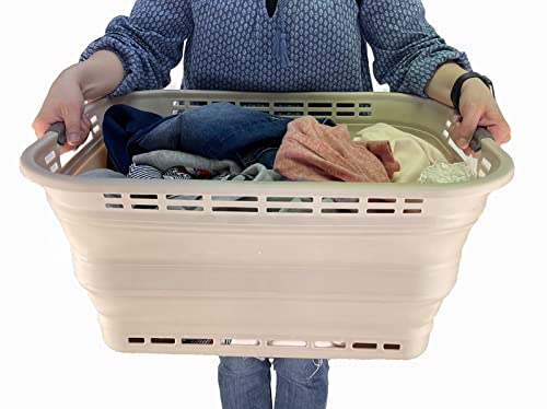 SAMMART 42L (11 gallons) Collapsible Plastic Laundry Basket - Portable Pop Up Storage Container/Organizer - Portable Hamper - Space Saving Easy Storage
