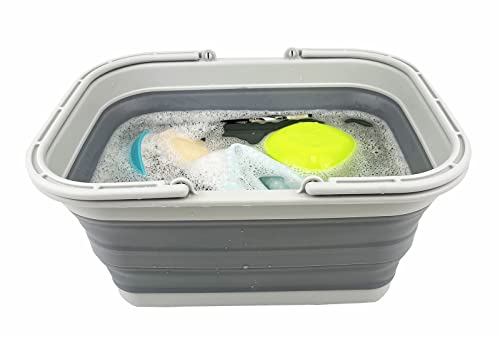SAMMART SAMMART 12L (3.17Gallon) Collapsible Tub with Handle - Portable Outdoor Picnic Basket/Crater - Foldable Shopping Bag - Space Saving Storage Container