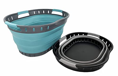 SAMMART 25L (6.6 gallon) Collapsible Plastic Laundry Basket - Foldable Pop Up Storage Container/Organizer - Portable Washing Tub - Space Saving Hamper/Basket