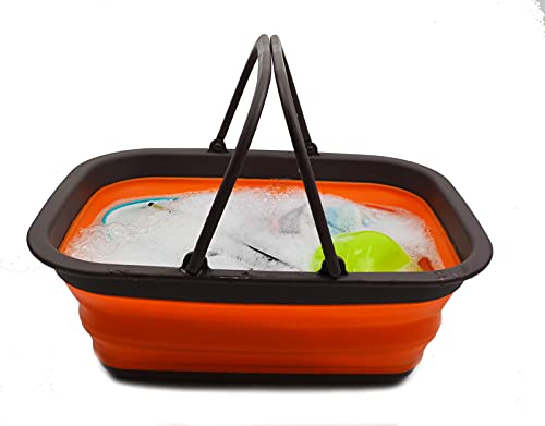 SAMMART SAMMART 9.2L (2.37Gallon) Collapsible Tub with Handle - Portable Outdoor Picnic Basket/Crater - Foldable Shopping Bag - Space Saving Storage Container