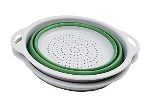 SAMMART 2.6L (0.68 gallons) Collapsible TPE/PP Colander & Bowl Set. Foldable Washing Basin - Portable Dish Washing Tub - Space Saving Colander