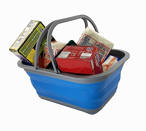 SAMMART 15L (4 gallons) Collapsible Plastic Washing Tub with Handle/Handy Basket - Portable Outdoor Picnic Basket - Foldable Storage Container-Space Saving