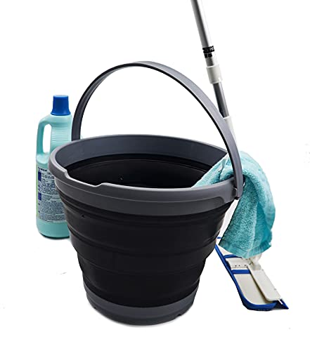 SAMMART 2 pcs Set : 36L (9.5 gallons) Collapsible Plastic Laundry Basket & 10L (2.6 gallons) Collapsible Bucket - Pop Up Saving