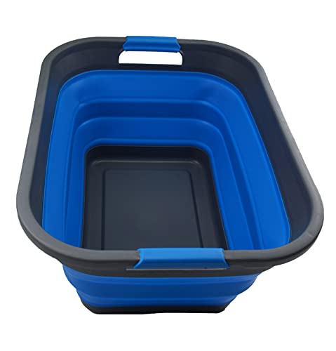 SAMMART 36L (9.5 gallon) Collapsible Plastic Laundry Basket-Foldable Pop Up Storage Container/Organizer-Portable Washing Tub-Space Saving Hamper, Water capacity: 28L(7.4 gallon)