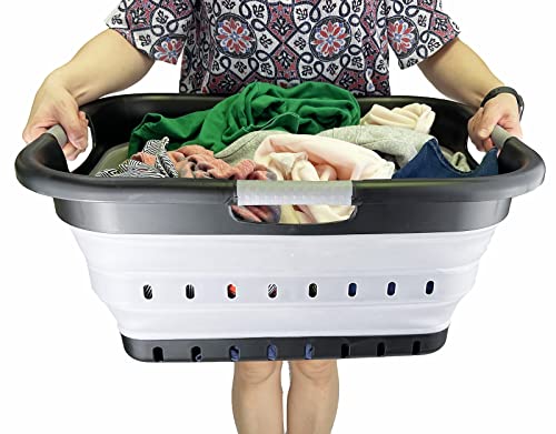 SAMMART 41L (10.8 Gallon) Collapsible Plastic Laundry Basket - Foldable Pop Up Storage Container/Organizer - Portable Washing Tub - Space Saving Hamper/Basket