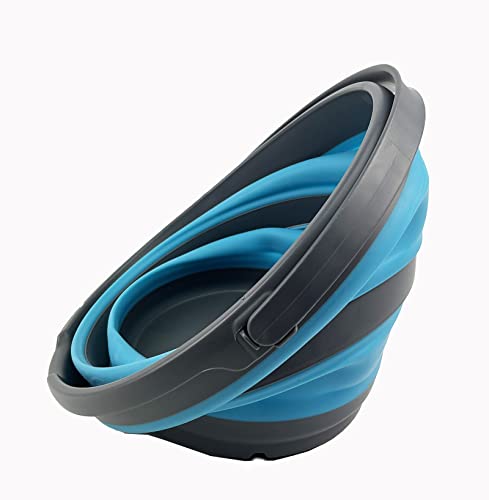 SAMMART 10L (2.6 Gallon) Collapsible Plastic Bucket - Foldable Round Tub - Portable Fishing Water Pail - Space Saving Outdoor Waterpot, Size 33cm Dia