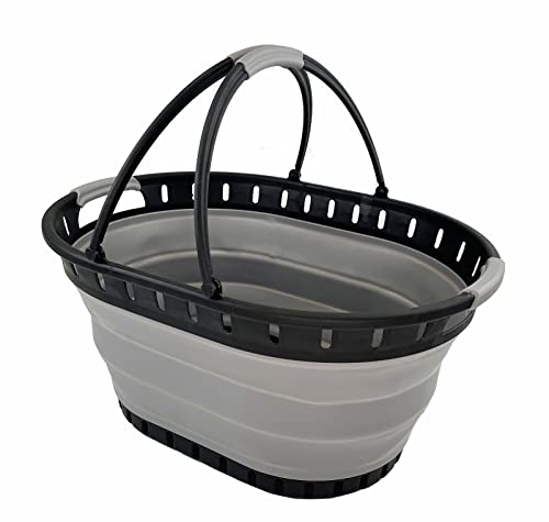 SAMMART 25L (6.6 Gallon) Collapsible Plastic Laundry Basket - Foldable Pop Up Storage Container/Organizer - Portable Shopping Basket - Space Saving Hamper