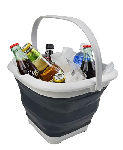 SAMMART 8.5L (2.2 Gallon) Collapsible Square Handy Bucket/Foldable SquareWater Pail/Portable Tub with Handle. Size 31x31cm