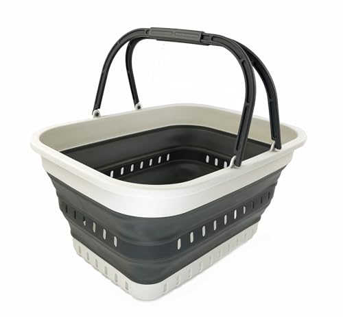 SAMMART 26L (6.8 Gallons) Collapsible Plastic Laundry Basket with Handle-Foldable Pop Up Storage Basket with handle