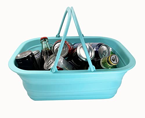 SAMMART SAMMART 9.2L (2.37Gallon) Collapsible Tub with Handle - Portable Outdoor Picnic Basket/Crater - Foldable Shopping Bag - Space Saving Storage Container