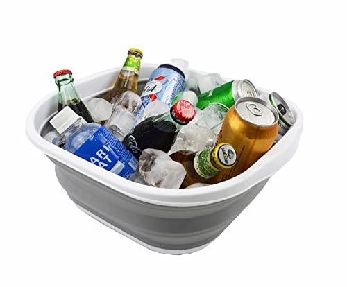SAMMART 10L (2.6 Gallons) Collapsible Tub - Foldable Dish Tub - Portable Washing Basin - Space Saving Plastic Washtub