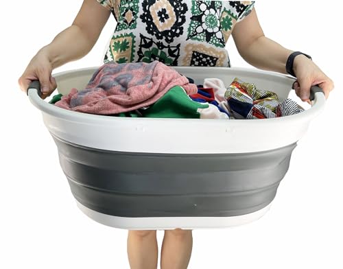 SAMMART 39L (10.3 gallons) Collapsible Plastic Laundry Basket - Foldable Washing Tub - Easy Storage & Pop Up Saving