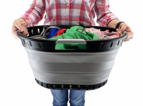 SAMMART 25L (6.6 gallon) Collapsible Plastic Laundry Basket - Foldable Pop Up Storage Container/Organizer - Space Saving Hamper/Basket