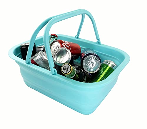 SAMMART SAMMART 9.2L (2.37Gallon) Collapsible Tub with Handle - Portable Outdoor Picnic Basket/Crater - Foldable Shopping Bag - Space Saving Storage Container
