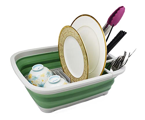 SAMMART 8L (2.11Gallons) Collapsible Dish Drainer - Foldable Drying Rack - Portable Dinnerware Organizer - Space Saving