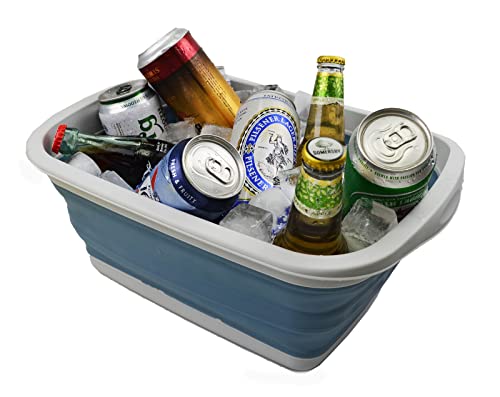 SAMMART 10L (2.6 Gallon) Collapsible Tub-Foldable Dish Tub-Portable Washing Basin-Space Saving Plastic Washtub