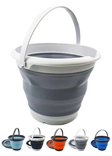 SAMMART 8.5L (2.2 Gallon) Collapsible Plastic Bucket - Foldable Round Tub - Portable Fishing Water Pail - Space Saving Outdoor Waterpot. Size 31cm Dia