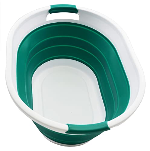 SAMMART 32L (8.4 gallons) Collapsible Plastic Laundry Basket/Hamper-Foldable Laundry Washing Tub - Portable Storage Container/Organizer-Pop Up Saving