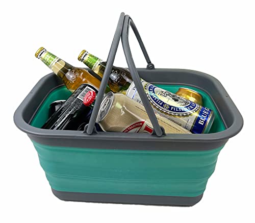 SAMMART SAMMART 12L (3.17Gallon) Collapsible Tub with Handle - Portable Outdoor Picnic Basket/Crater - Foldable Shopping Bag - Space Saving Storage Container