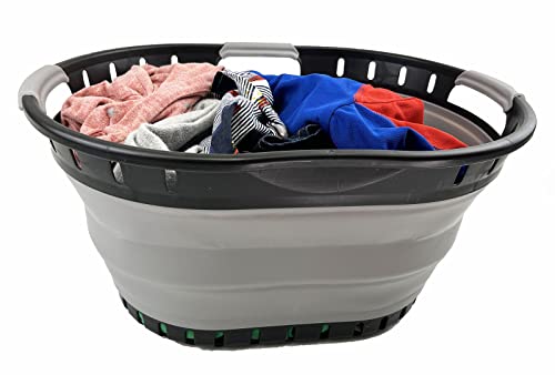 SAMMART 25L (6.6 gallon) Collapsible Plastic Laundry Basket - Foldable Pop Up Storage Container/Organizer - Portable Washing Tub - Space Saving Hamper/Basket