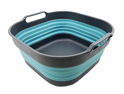 SAMMART 10L (2.64 Gallon) Collapsible Dishpan - Foldable Washing Basin - Portable Dish Washing Tub - Space Saving Kitchen Storage Tray