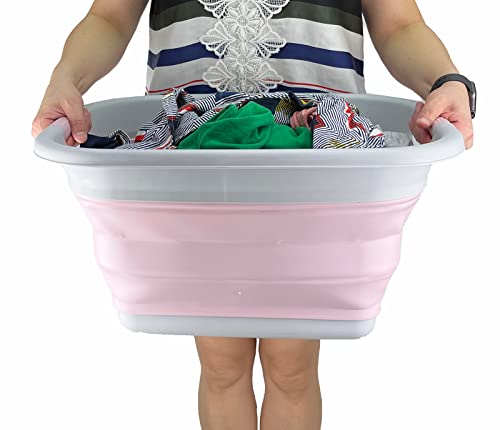 SAMMART 25L (6.6 Gallon) Collapsible Laundry Basket/Tub - Foldable Storage Container/Organizer - Portable Washing Bin - Space Saving Hamper, Water Capacity: 19L (5 Gallon)