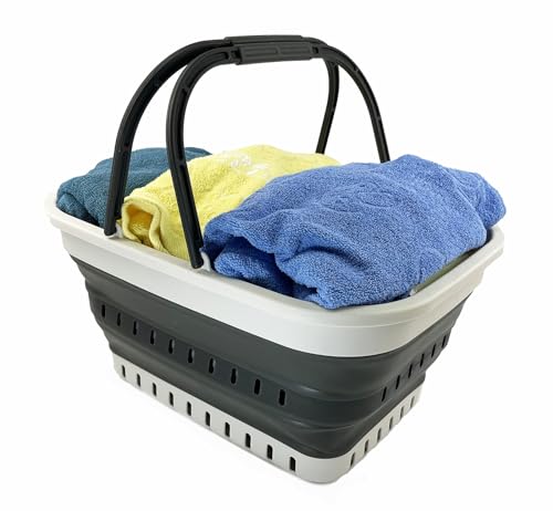 SAMMART 26L (6.8 Gallons) Collapsible Plastic Laundry Basket with Handle-Foldable Pop Up Storage Basket with handle