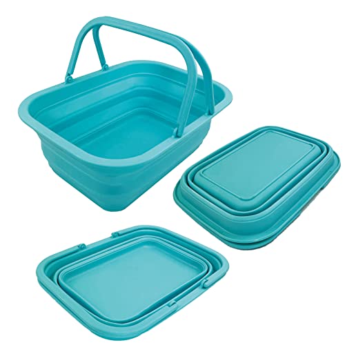 SAMMART SAMMART 9.2L (2.37Gallon) Collapsible Tub with Handle - Portable Outdoor Picnic Basket/Crater - Foldable Shopping Bag - Space Saving Storage Container