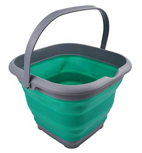 SAMMART 8.5L (2.2 gallons) Collapsible Plastic Square Bucket - Foldable Tub with Handle - Portable Fishing Bucket - Space Saving Easy Storage