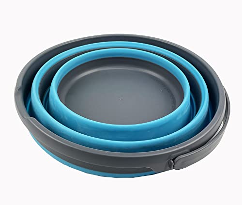 SAMMART 10L (2.6 Gallon) Collapsible Plastic Bucket - Foldable Round Tub - Portable Fishing Water Pail - Space Saving Outdoor Waterpot, Size 33cm Dia