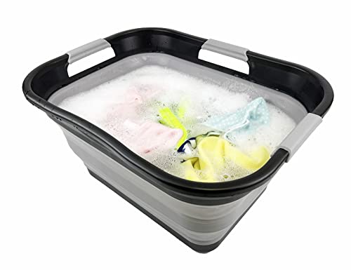 New SAMMART 30L(8 gallon) Collapsible Plastic Laundry Basket - Foldable Pop Up Storage Container/Organizer - Space Saving Hamper/Basket - Water Capacity 24L(6.3 gallon)