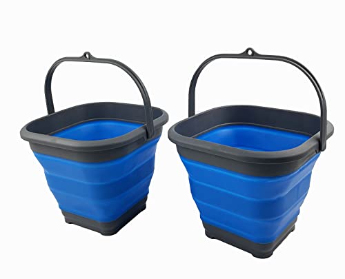 SAMMART 5.5L (1.4 Gallon) Collapsible Square Handy Bucket/Foldable SquareWater Pail/Portable Tub with Handle.