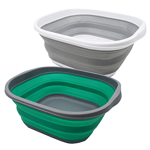 SAMMART 10L (2.6 Gallons) Collapsible Tub - Foldable Dish Tub - Portable Washing Basin - Space Saving Plastic Washtub