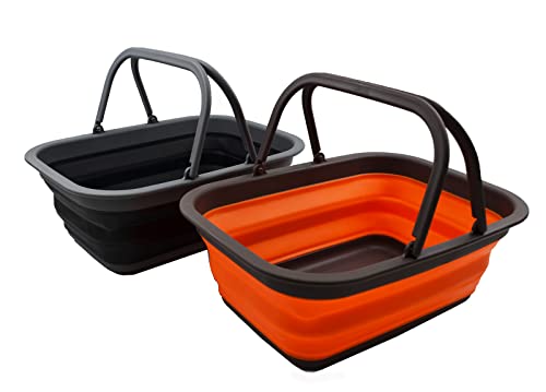 SAMMART SAMMART 9.2L (2.37Gallon) Collapsible Tub with Handle - Portable Outdoor Picnic Basket/Crater - Foldable Shopping Bag - Space Saving Storage Container