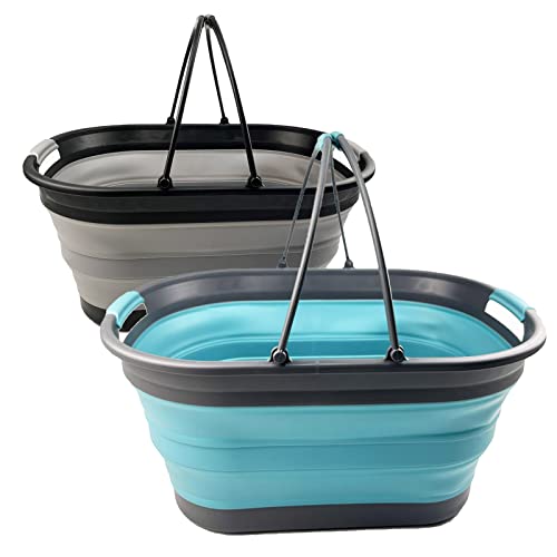 SAMMART 38L (10 Gallons) Collapsible Plastic Laundry Basket - Foldable Storage Container/Organizer - Portable Washing Tub - Space Saving Laundry Hamper