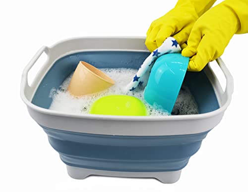 SAMMART Combo Collapsible Dish Drainer with Bucket - Space Saving, Camping Set, Picnic Set, Indoor or Outdoor use, Foldable Storage.