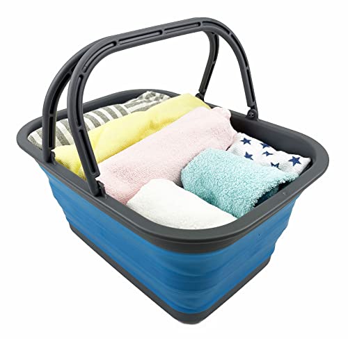 SAMMART SAMMART 12L (3.17Gallon) Collapsible Tub with Handle - Portable Outdoor Picnic Basket/Crater - Foldable Shopping Bag - Space Saving Storage Container
