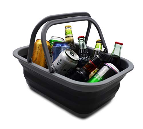 SAMMART SAMMART 9.2L (2.37Gallon) Collapsible Tub with Handle - Portable Outdoor Picnic Basket/Crater - Foldable Shopping Bag - Space Saving Storage Container
