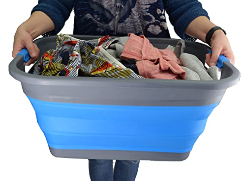 SAMMART 36L (9.5 gallon) Collapsible Plastic Laundry Basket-Foldable Pop Up Storage Container/Organizer-Portable Washing Tub-Space Saving Hamper, Water capacity: 28L(7.4 gallon)