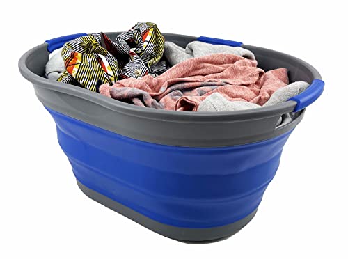 SAMMART 25L (6.6 gallon) Collapsible Plastic Laundry Basket - Foldable Pop Up Storage Container/Organizer - Portable Washing Tub - Space Saving Hamper/Basket