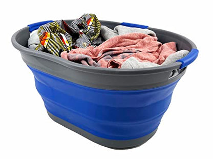 SAMMART 25L (6.6 gallon) Collapsible Plastic Laundry Basket - Foldable Pop Up Storage Container/Organizer - Portable Washing Tub - Space Saving Hamper/Basket