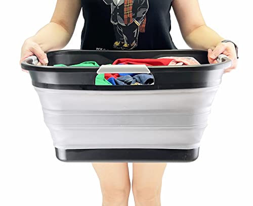 New SAMMART 30L(8 gallon) Collapsible Plastic Laundry Basket - Foldable Pop Up Storage Container/Organizer - Space Saving Hamper/Basket - Water Capacity 24L(6.3 gallon)