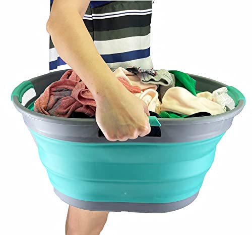 SAMMART 25L (6.6 gallon) Collapsible Plastic Laundry Basket - Foldable Pop Up Storage Container/Organizer - Portable Washing Tub - Space Saving Hamper/Basket