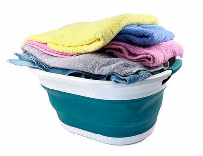 SAMMART 32L (8.4 gallons) Collapsible Plastic Laundry Basket/Hamper-Foldable Laundry Washing Tub - Portable Storage Container/Organizer-Pop Up Saving