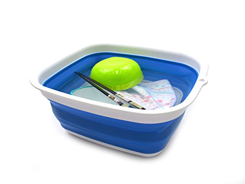 SAMMART Collapsible Tub - Foldable Dish Tub - Portable Washing Basin - Space Saving Plastic Washtub