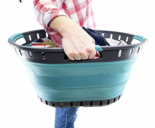 SAMMART 25L (6.6 gallon) Collapsible Plastic Laundry Basket - Foldable Pop Up Storage Container/Organizer - Portable Washing Tub - Space Saving Hamper/Basket